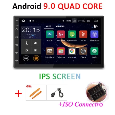 ISO 1G 16G IPS Ips Android 9,0 автомобильный Радио Стерео gps навигация wifi Универсальный 2 din четырехъядерный автомобильный ПК мультимедиа без dvd плеер аудио BT, RDS obd2 - Цвет: ISO 1G 16G IPS