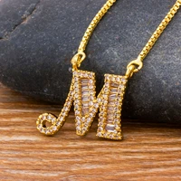 aibef top quality initial name letter necklace gold 26 letters charm pendants micro pave cz copper chain jewelry for women gifts