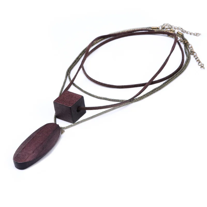 Мода простой креативный блок эллипса кулон коричневая цепочка браслет ручной