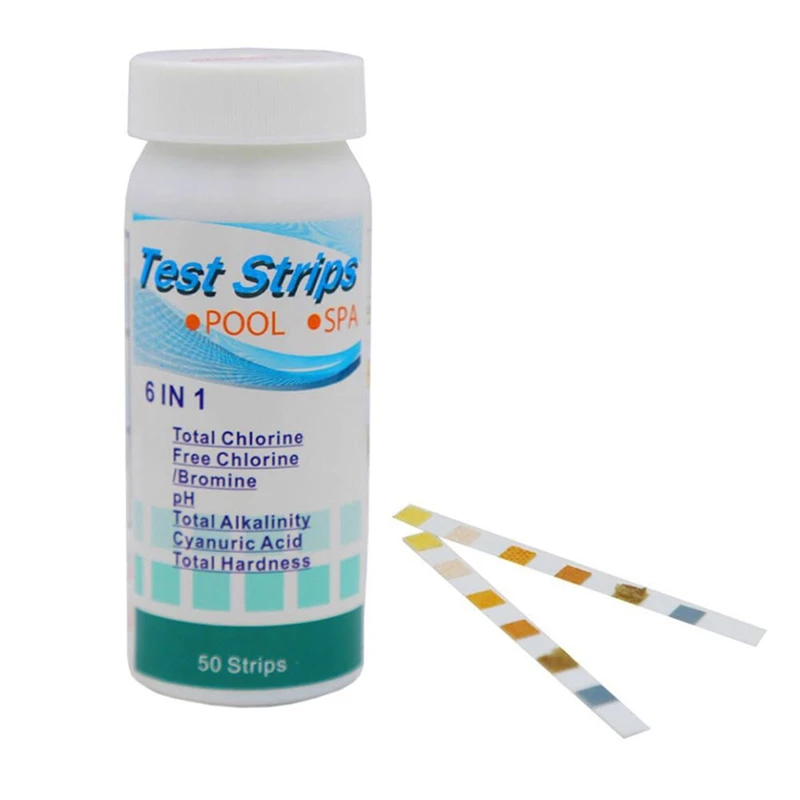 

6 in 1 Pool Test Strips, Pool Spa Hot Tub Water Test Strips Drinking Water Test Strips Quick Detect PH,Free Chlorine,Etc CNIM Ho