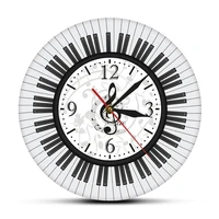 rounded piano keyboard treble clef wall art printed acrylic wall clock musical notes wall watch music studio decor pianist gift