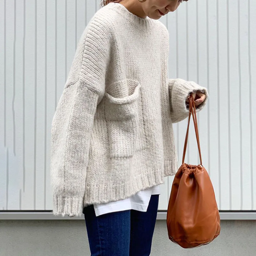 Осень-зима 2019 свитер женские пуловеры с круглым вырезом мягкий вязаный