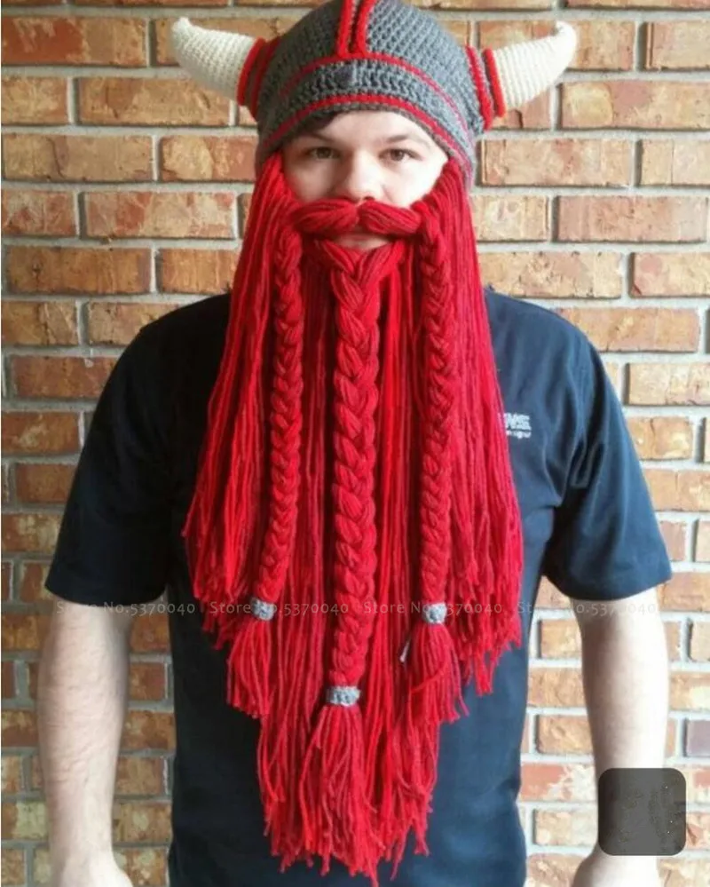 Рождественская шерстяная вязаная шапка с рогом викингов маска мужские шапки