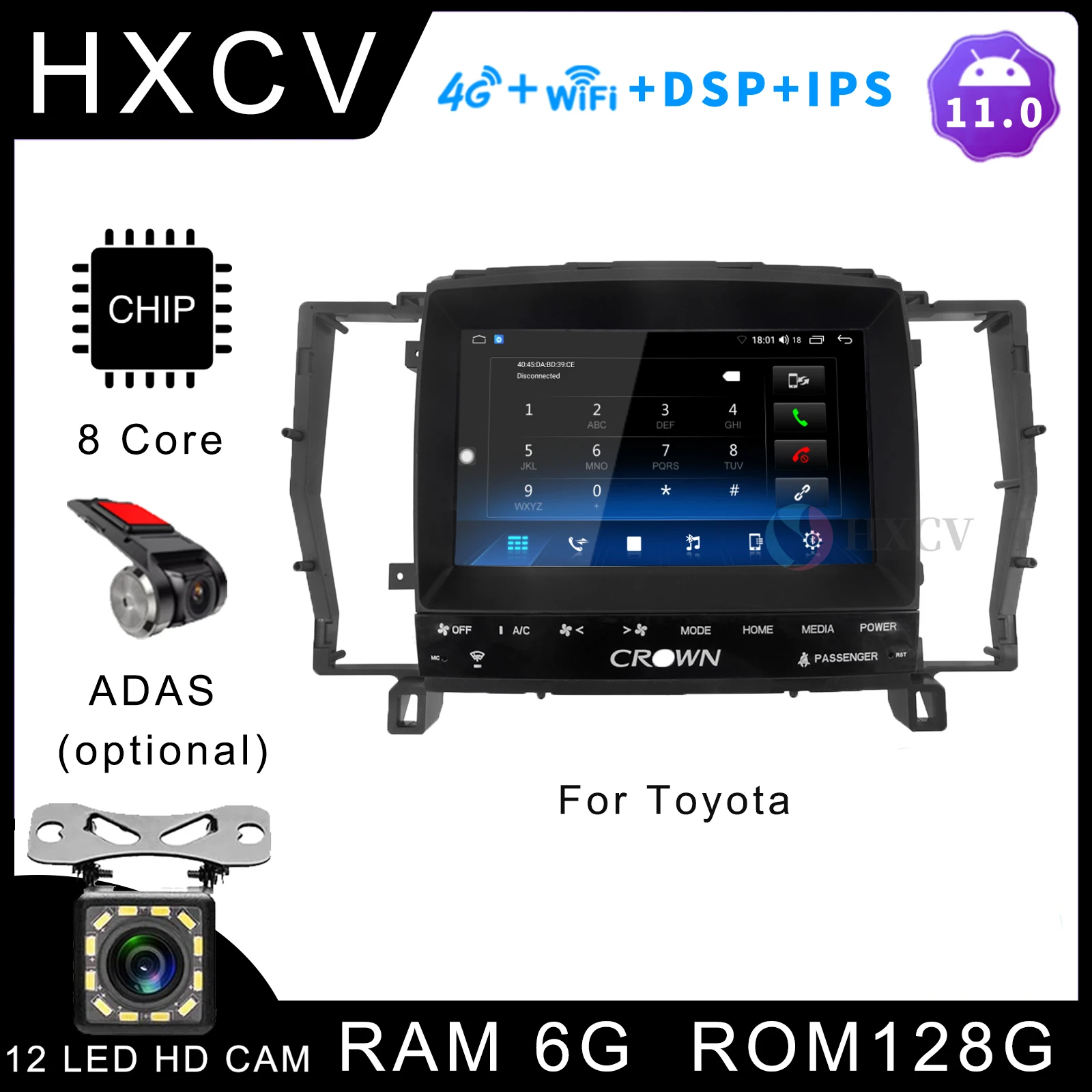 

HXCV Android Smart car radio For Toyota crown 12th gps navigator for car 4G car stereo car radio with bluetooth DAB+ Carplay