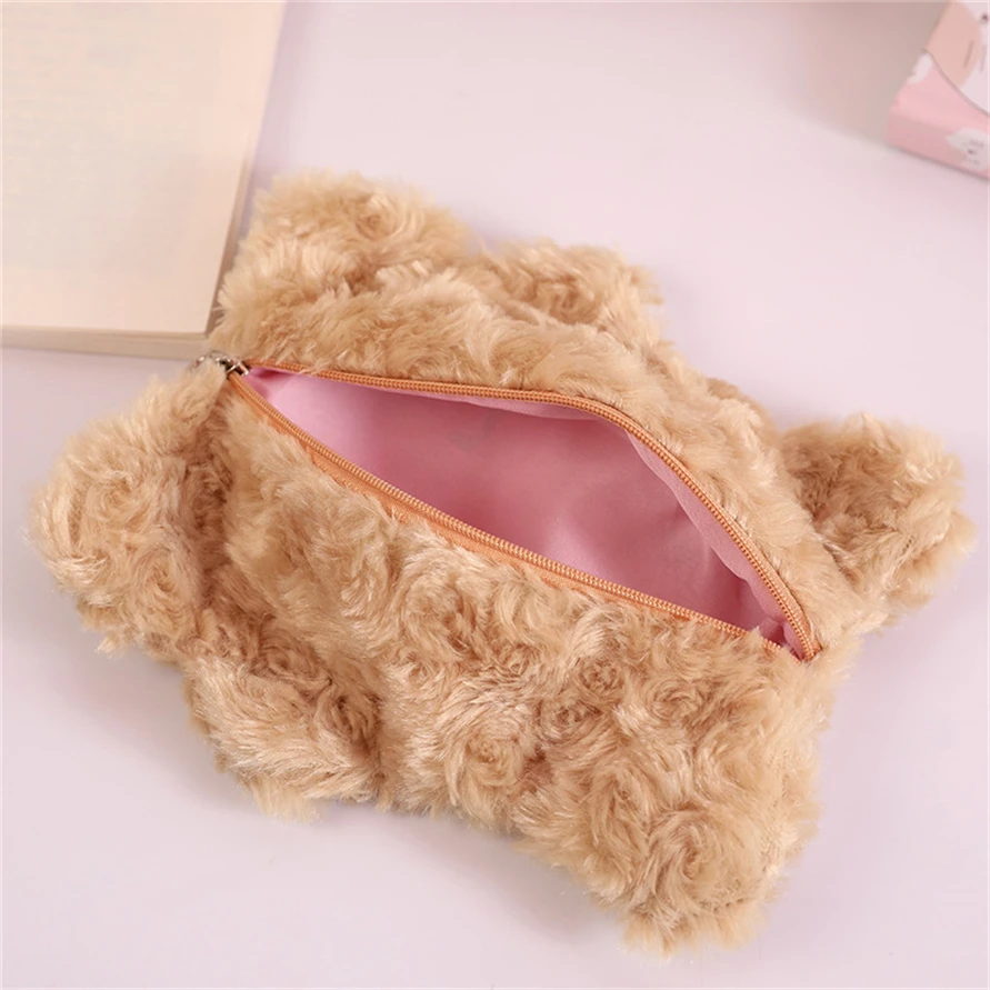 Чехол для карандашей плюшевый милый медведь корейские канцелярские