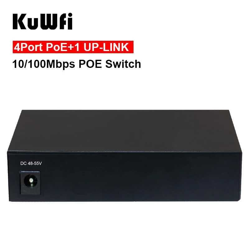 KuWFi POE коммутатор 4 + 1 порта 100 Мбит/с IEEE 802 3 af/at Fast Ethernet для системы