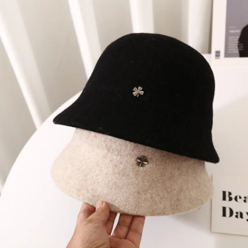 bucket hat women wool warm autumn winter women hat solid outdoor casual white yellow black fisherman fishing hats women hats new