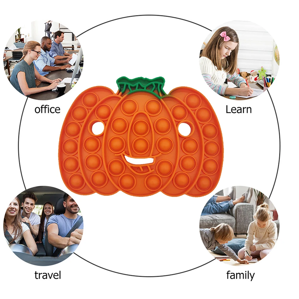 Calabaza luminosa de silicona para Halloween, juguete sensorial con burbujas, aliviador de estr&eacute;s para adultos y ni&ntilde;os, juguete antiestr&eacute;s para Autismo-4