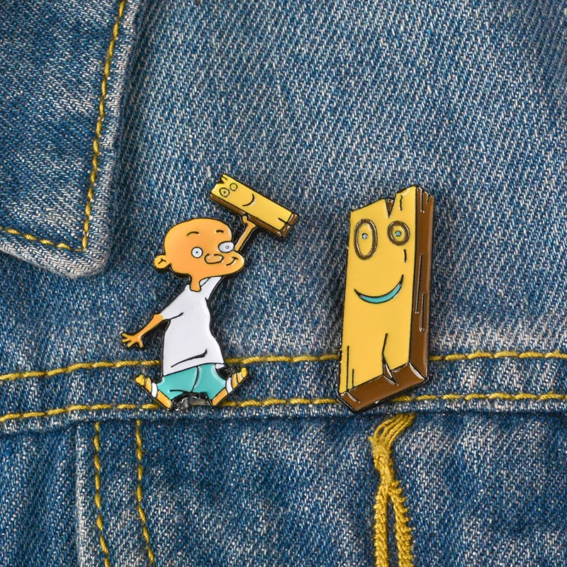 

Kids Funny Jewelry Gift Jonny and Plank Enamel Pin badge brooch Lapel pin Denim Shirt Collar Childhood Cartoon
