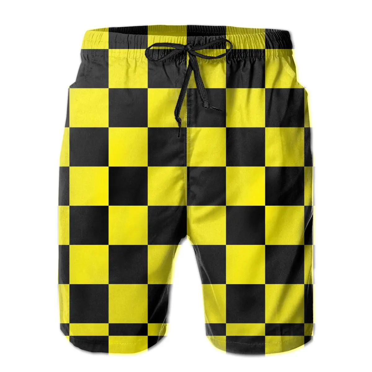 

Black Yellow Checkered Men's Beach Shorts Novelty R333 Tees USA Size