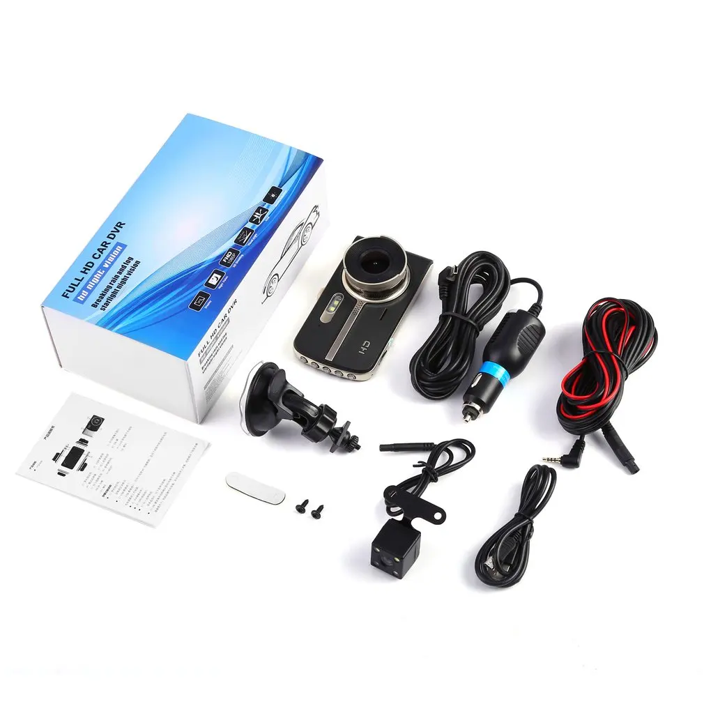 

170 Wide Angle Lens 4" IPS Display Breaking Rain & Fog Starlight Night Vision Full 1080P Car DVR Vehicle Data Recorder