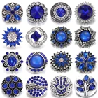 5 шт.лот Новинка оснастка ювелирные изделия Королевский синий горный хрусталь цветок Круглый 18 мм кнопки оснастки браслет ожерелье взаимозаменяемые ювелирные изделия