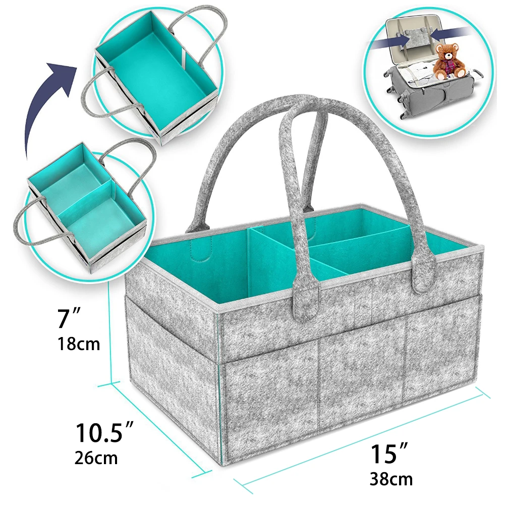 

Portable Felt Baby Diaper Wipes Pacifier Toys Storage Bag Basket Organizer
