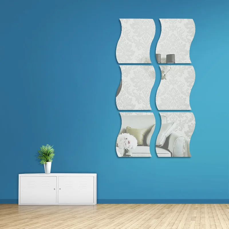 

6Pcs/Pack DIY Wall Sticker Decor Removable Acrylic Decorative Mirror Wall Stickers Room Decoration Bathroom Home Decor