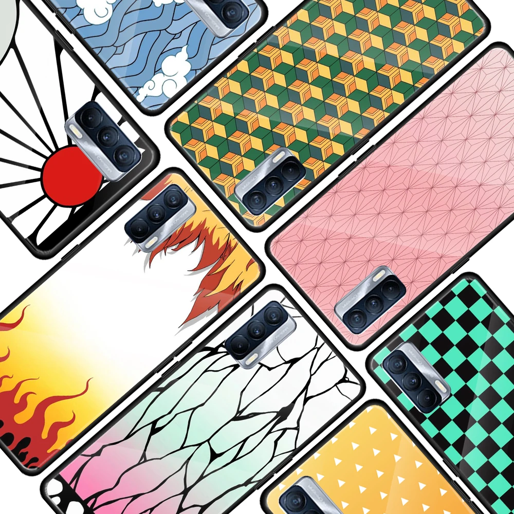 

Demon Slayer Tanjirou Nezuko for OPPO Realme 7i 7 6 5 Pro C3 XT A9 2020 A52 Find X2Lite Luxury Tempered Glass Phone Case Cover