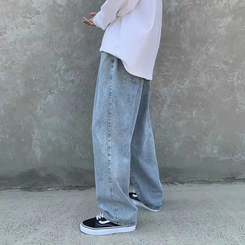 

Men's Jeans Fashion Loose Straight New Casual Wide Leg Pants Cowboy Mans Streetwear Korean Hip Hop Trousers Jeans