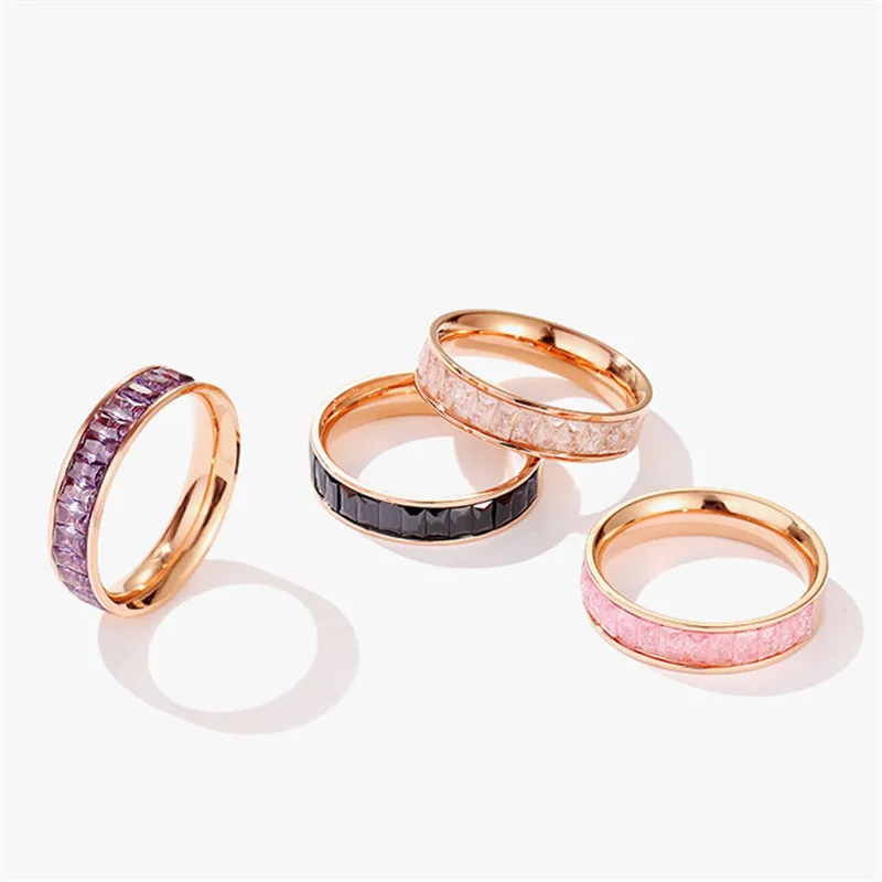 Кольцо из розового золота с разноцветным цирконием для женщин подарочное кольцо