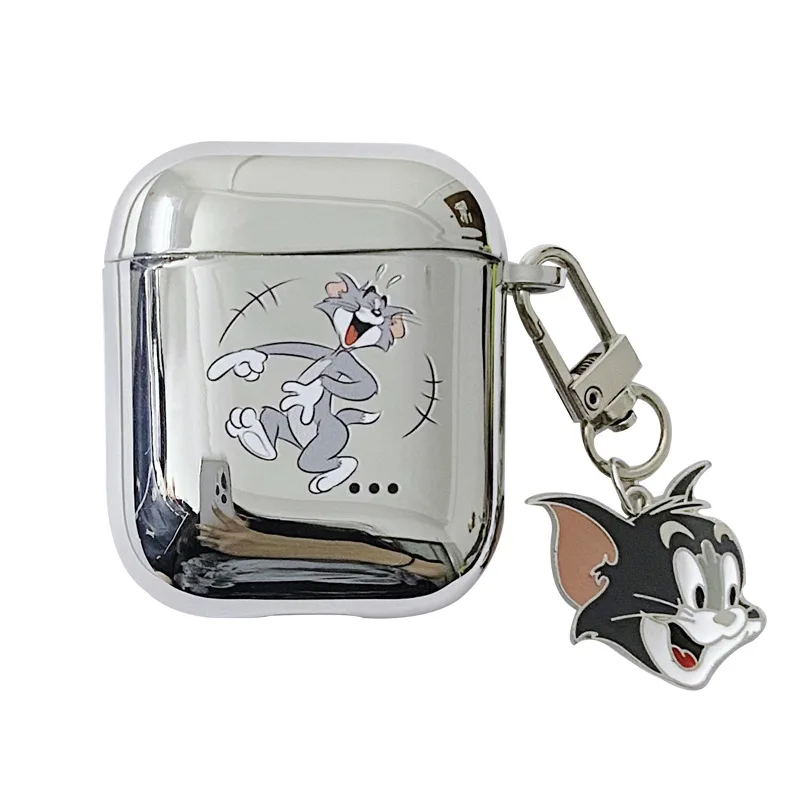 

Cartoon Cat Mouse Electroplated Silver Apple AirPods 1 2 Pro Case Cover iPhone Earbuds Accessories Airpod Case Air Pods Case