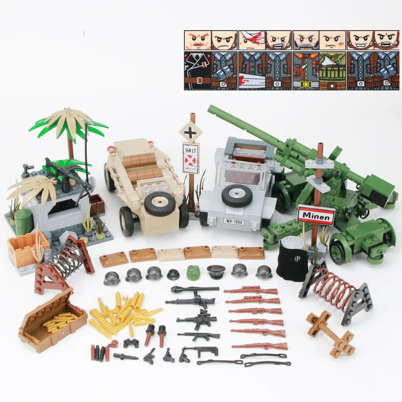 Конструктор Военный бронированный автомобиль WW2 тип 82 ковша шлем для автомобиля