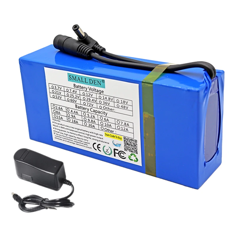 Brand new 12V 10Ah 18650 Li-ion battery pack 10000mAh with BMS circuit protection board DC 5.5*2.1mm+ 12.6V 1A charger | Электроника