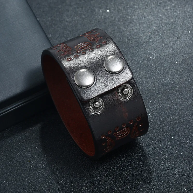 Мужской и женский браслет из натуральной кожи в стиле панк экологически чистый