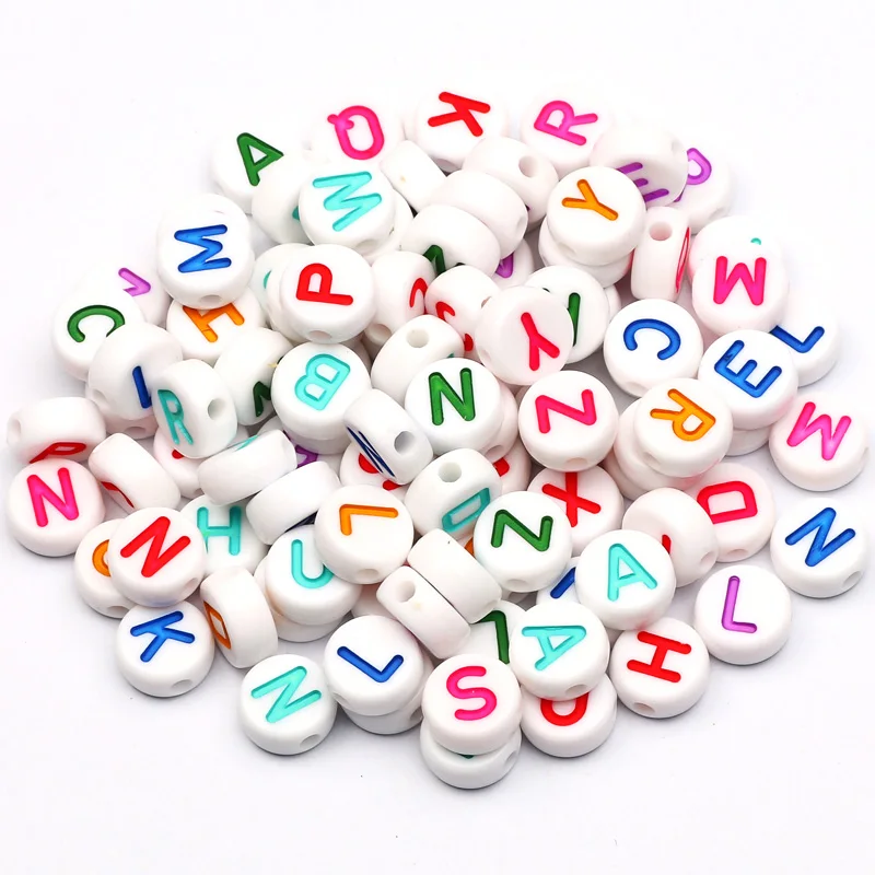 

10x5mm Round Mixed Color Letter Acrylic Beads 50-100pcs Loose Spacer Beads For Jewelry Making DIY Necklace Bracelet Accessories