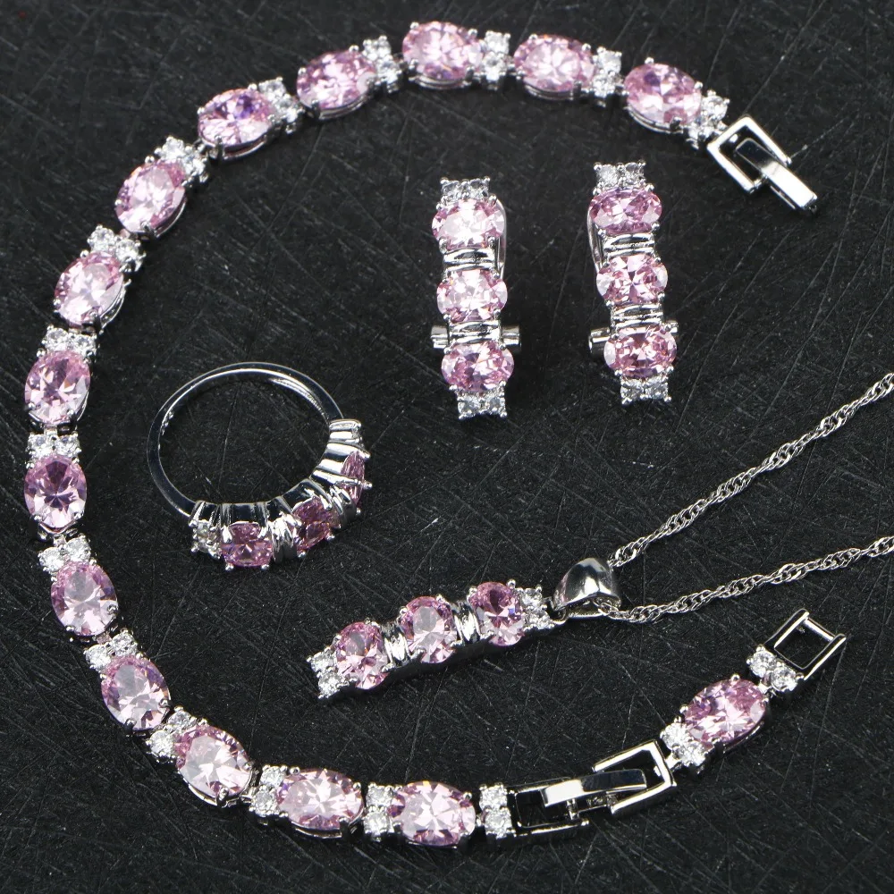 Ювелирные наборы из стерлингового серебра 925 пробы с Розовыми Фианитами