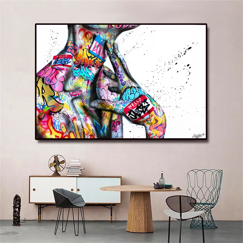 

Graffiti Art Figure Body Canvas Paintings On The Wall Posters And Prints Colorful Body Wall Pictures For Room Cuadros Home Decor