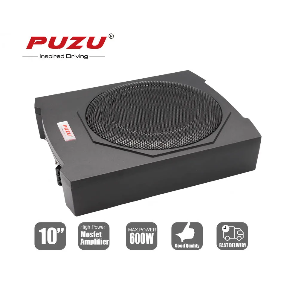 

Remote Control 10" Active Car Subwoofer Bass Speaker System With Aluminum Case 600W Output Power Car Seat Sub Bass Audio