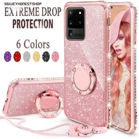 shiny glitter phone case for xiaomi redmi note 10 9s 8 pro max 9c mi 11 lite 10t poco x3 pro nfc bling stand holder coque cover