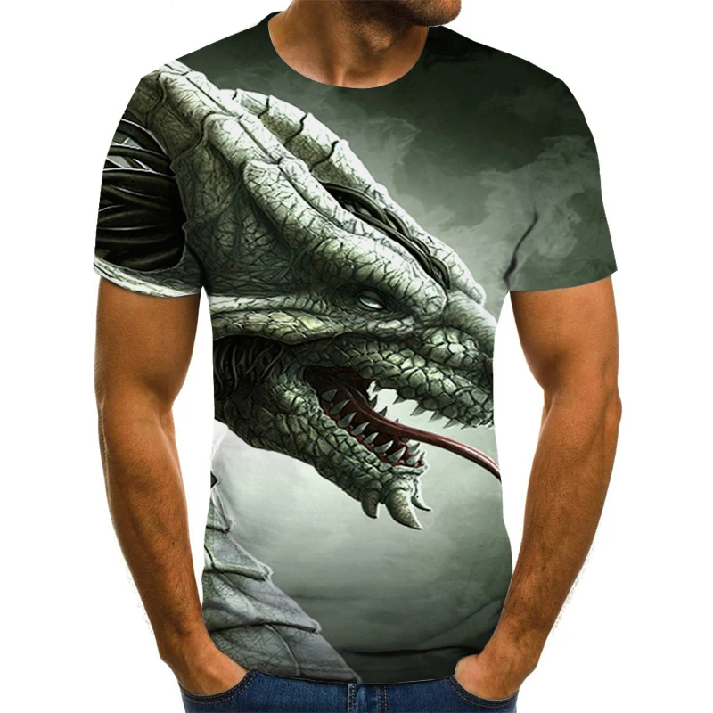 

2020 New summer 3D animation printed T-shirt 3D Dragon element style T-shirt men casual harajuku brand short-sleeved shirt
