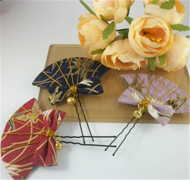 Заколка для волос в форме японского веера ручной работы заколка кимоно Kanzashi Yukata