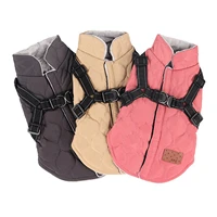 winter warm puppy clothes with harness pet dog vest coat jacket chihuahua pug dog apparel suitable for small medium dogs