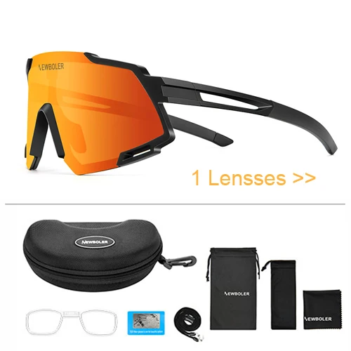 1 lens set orange NEWBOLER Polarized 5 Lens Cycling Sunglasses UV400 Mountain Road Bike Eyewear Outdoor Sport Cycling Glasses Bicycle Goggles - Цвет: 1 lens set orange