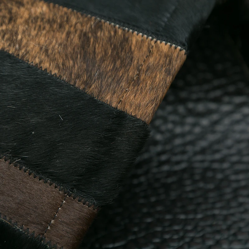 저렴한 대형 정품 소가죽 스킨 모피 패치 작업 러그, 스트라이프 패턴 가죽 거실 침실 장식 그라운드 매트