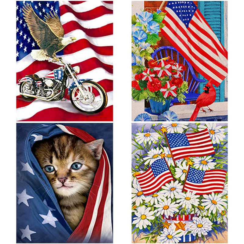 

DIY 5D Diamond Painting National Flag Diamond Embroidery Cat Animal Cross Stitch Full Round/Square Drill Resin Home Decor Gift