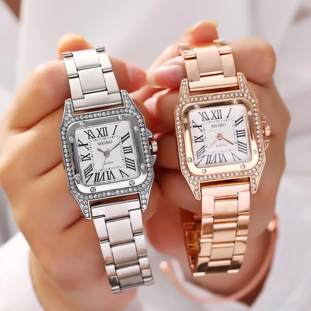

Reloj Mujer Для женщин часы Sleek минималистский квадратный циферблат Нержавеющая сталь с женские кварцевые часы Баян Кол Saati женские часы