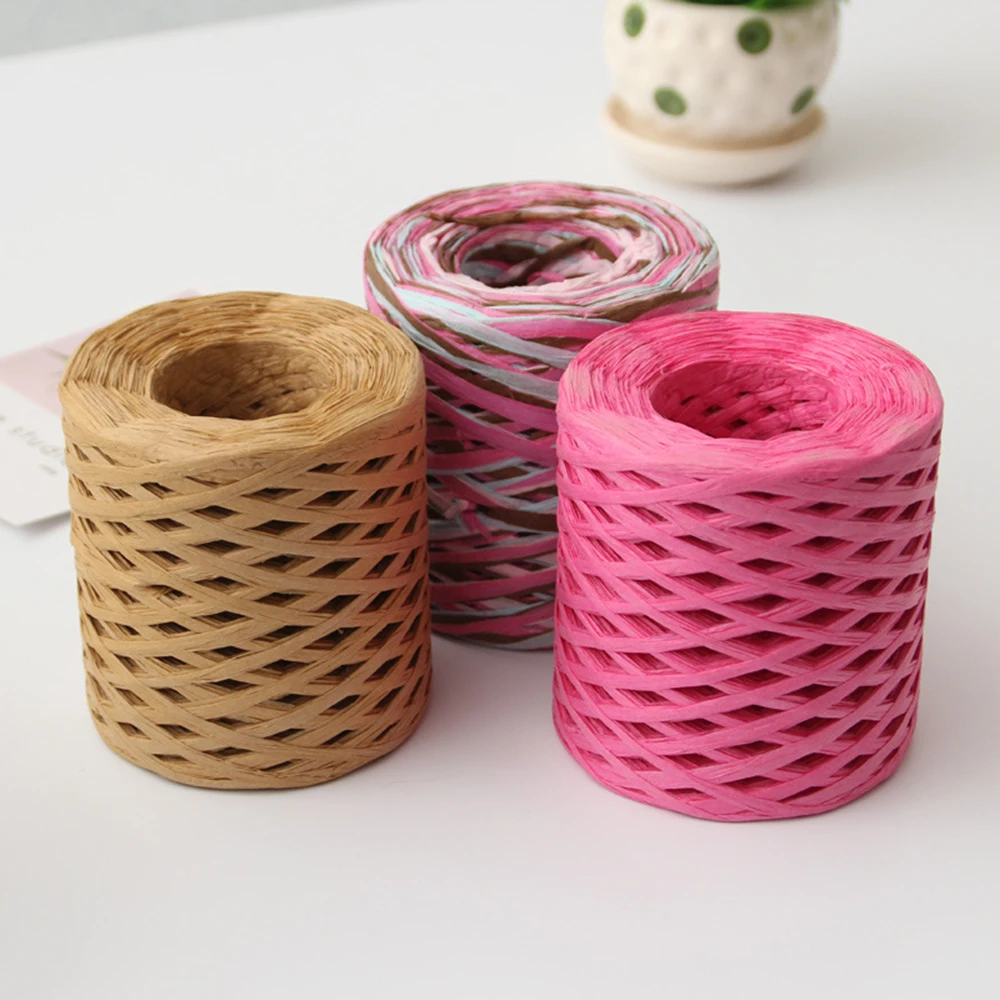 

1pcs 200m/roll Raffia Paper Ribbons Packing Twine Rope For Gift Box Wrapping Diy Crafts Decorations String Gift Packing Strings