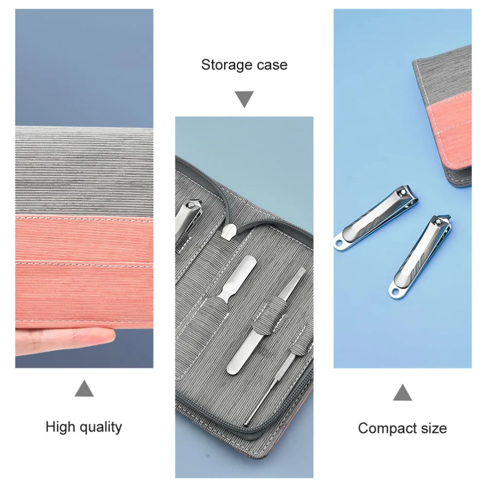 

6Pcs Nail Clipper Nail File Grooming Kits with Leather Case for Home Travel