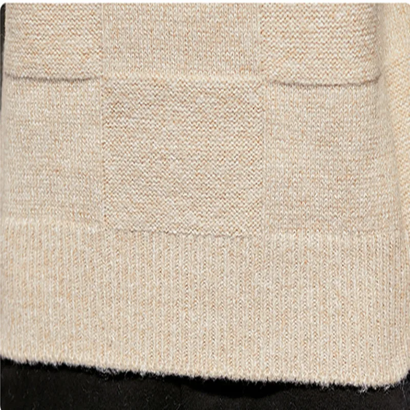 

Men Turtleneck Half Cotton Pullover Patchwork Spacious Long Sleeve Comfortable Autumn Winter Clothes Knitted Casual Male Sweater