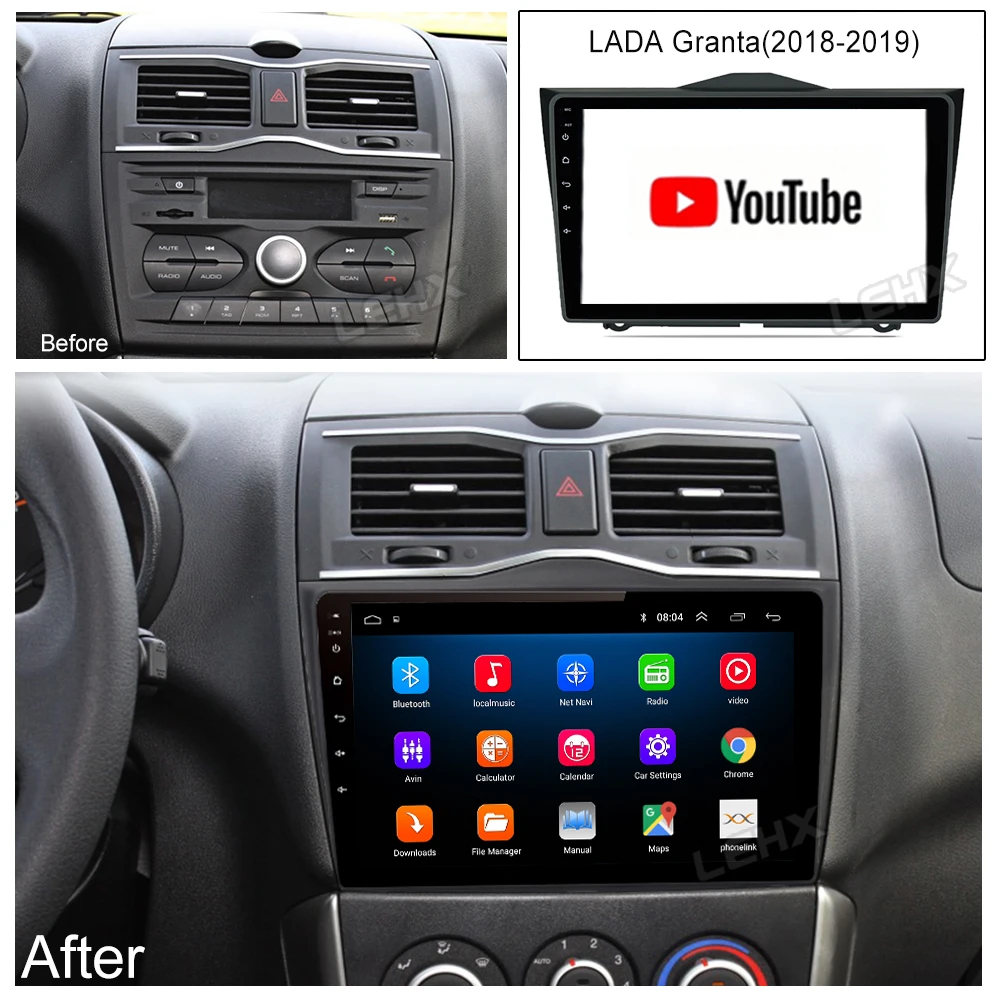 Автомагнитола LEHX для LADA ВАЗ Granta Cross 2018 2019 мультимедийный видеоплеер с GPS