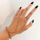 Комплект женских колец в стиле панк, винтажная цепочка с простым дизайном, с браслетом, с бабочкой, регулируемые кольца на палец, 2 шт.