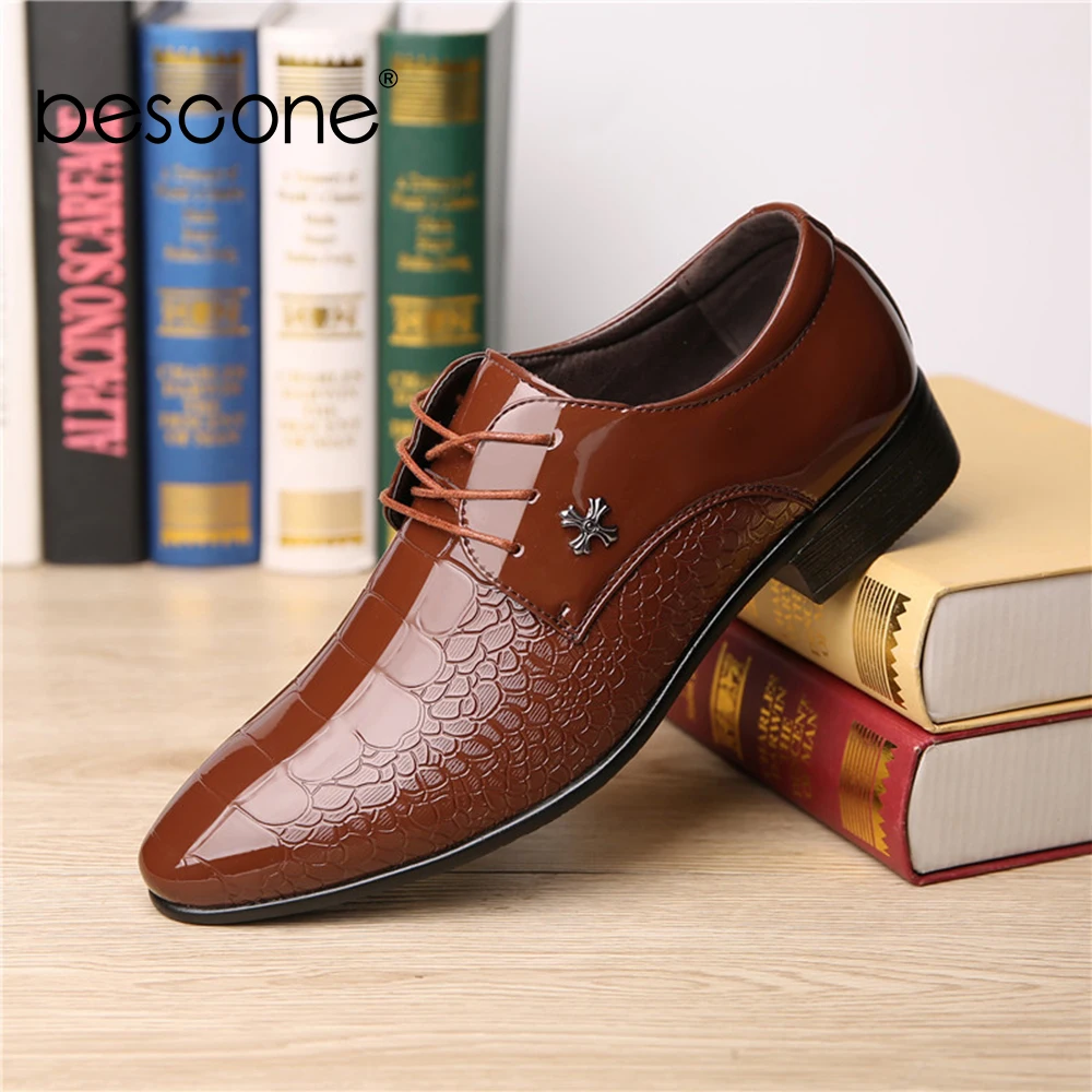 BESCONE/деловая Мужская официальная обувь высококачественные офисные туфли-Дерби с