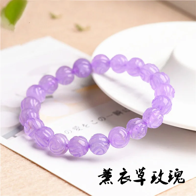 

Natural Lavender Amethyst Purple Quartz Bracelet Clear Carved Lotus Beads Crystal 8mm Gemstone Wealthy Stone AAAAAA