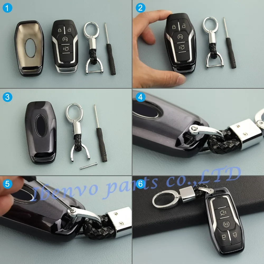 Ключ дистанционного управления цепь для Ford Mondeo Mustang EDGE EXPLORER Lincoln MKZ MKC MKX Черный Защитный чехол из ТПУ с застежкой Fob