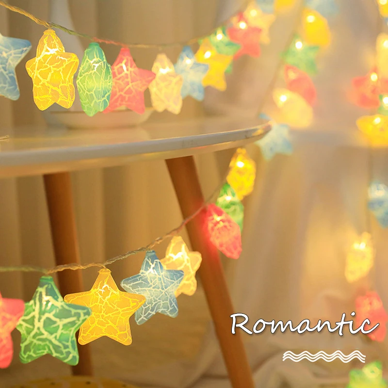 

LED Crack Star Fairy Lamp Christmas Decoration Christmas Tree String Twinkle Garlands Romantic Decorations for Kid Gift Lights