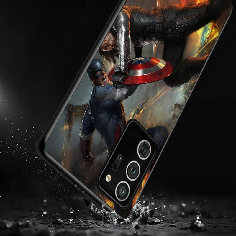 

Marvel Falcon Winter Soldier Shockproof Cover for Samsung Galaxy S21 S20 FE Ultra Lite S10 5G S10E S9 S8 Plus Black Phone Case