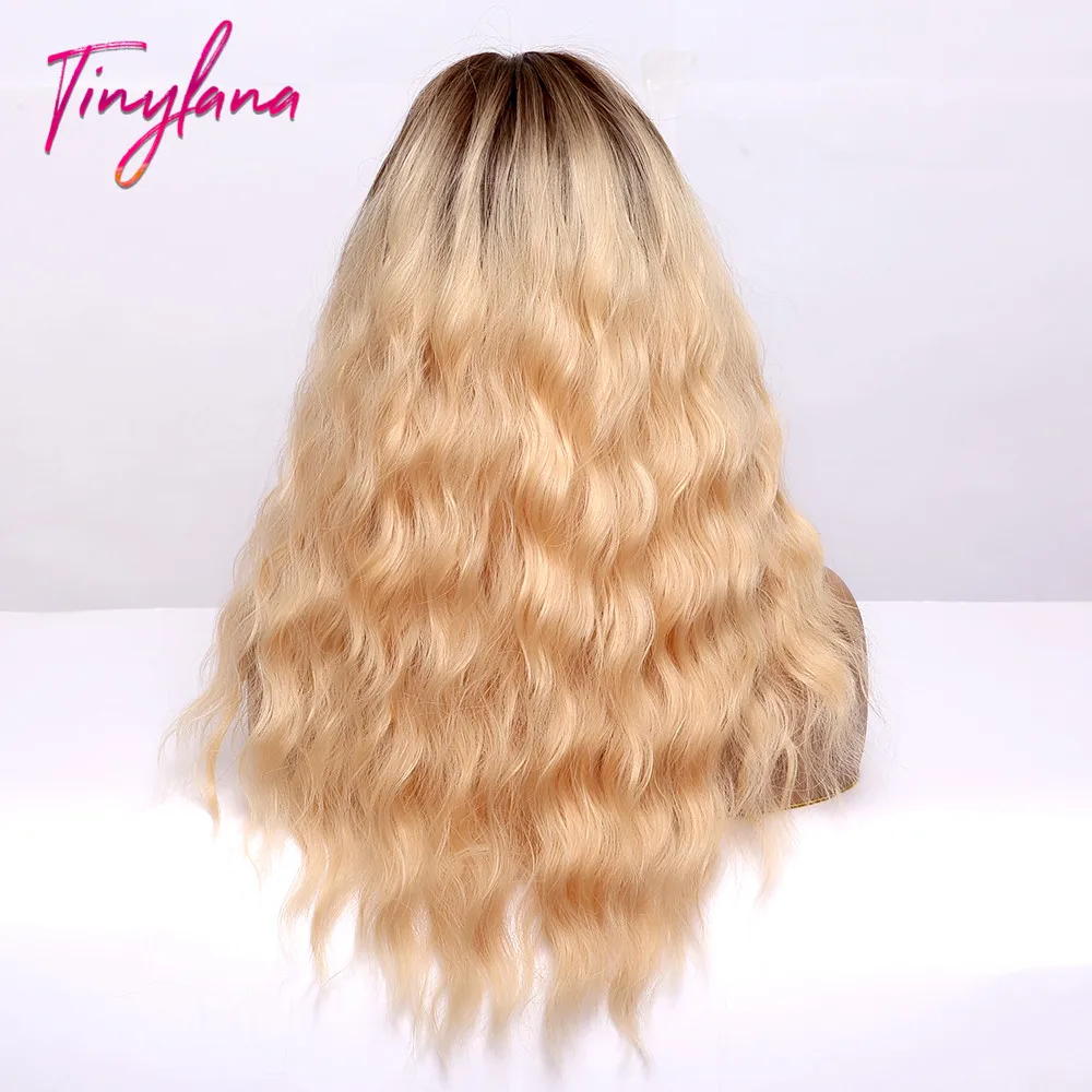 Женские вьющиеся синтетические парики TINY LANA длинные золотистые и светлые волосы
