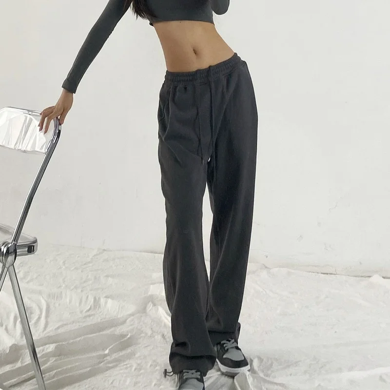 

HOUZHOU Joggers Women Baggy Sweatpant Gray Autumn Loose Hip Hop White Harem Pants Women High Wasit Korean Style Sport Trousers