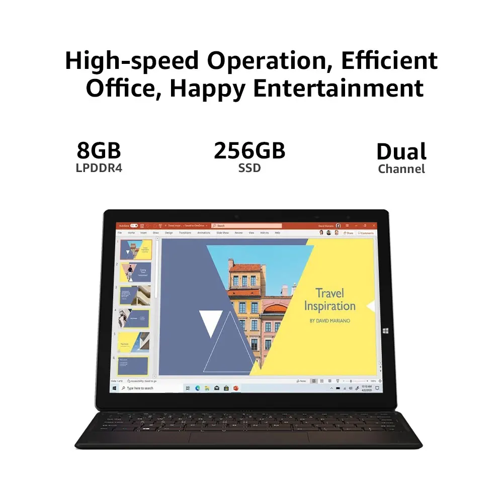 CHUWI UBook X 12 Inch 2K Screen Intel Celeron Quad Core LPDDR4 8GB 256GB SSD Windows 10 Tablet Dual Band Wifi Micro-HDMI